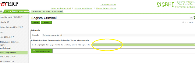 Registo Criminal Registo SIGRHE Passo3