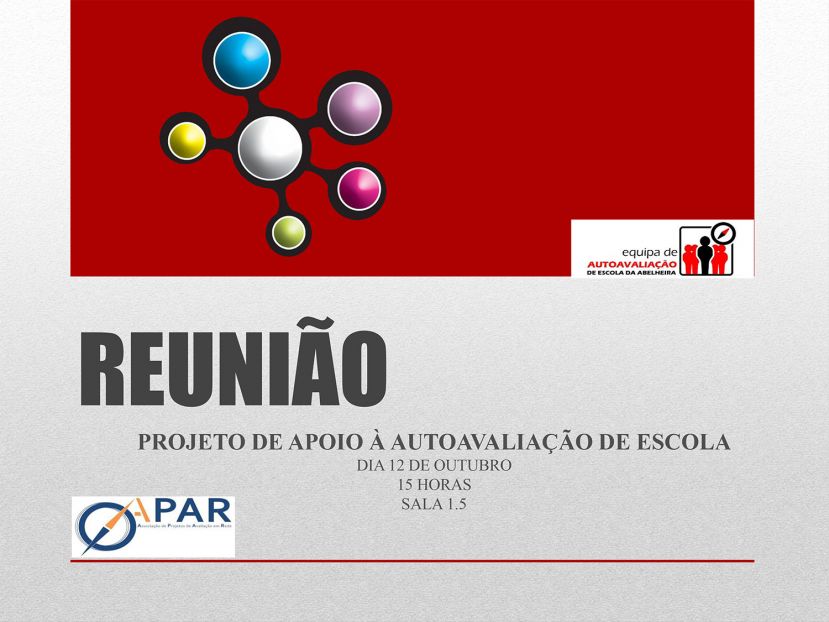 Reunião Proj. Apoio à Auto-Avaliação da Escola