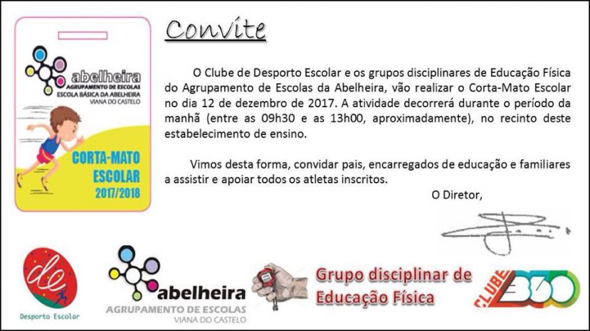 CORTA-MATO ESCOLAR: DIA 12 DE DEZEMBRO
