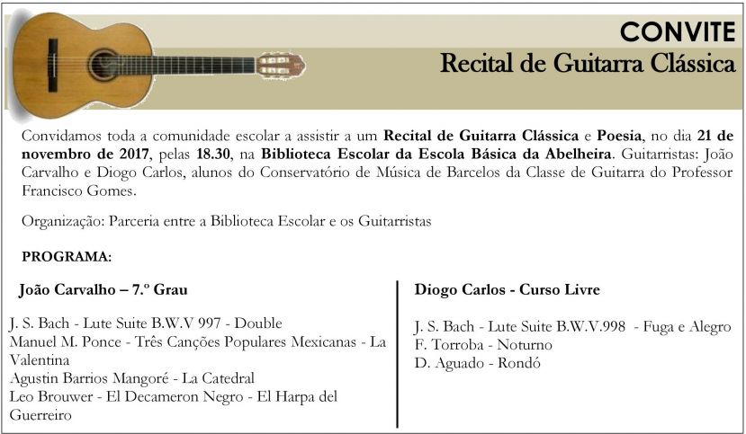 Convite: recital de guitarra clássica
