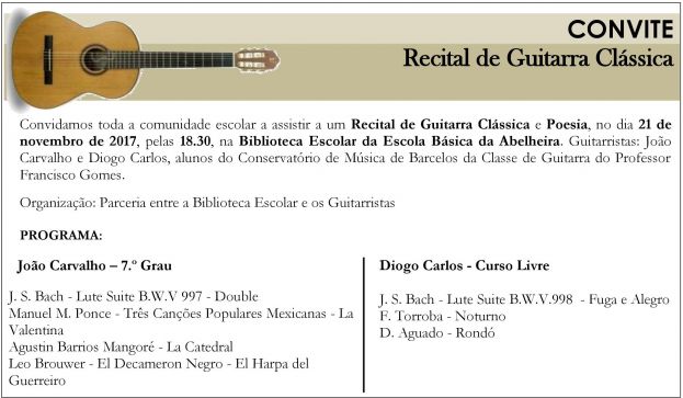 Convite: recital de guitarra clássica